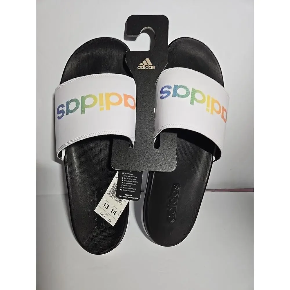 Adidas Adilette Comfort Slides 14 Women's / 13 Men's WHITE RAINBOW H02488 Sandal - Picture 2 of 8